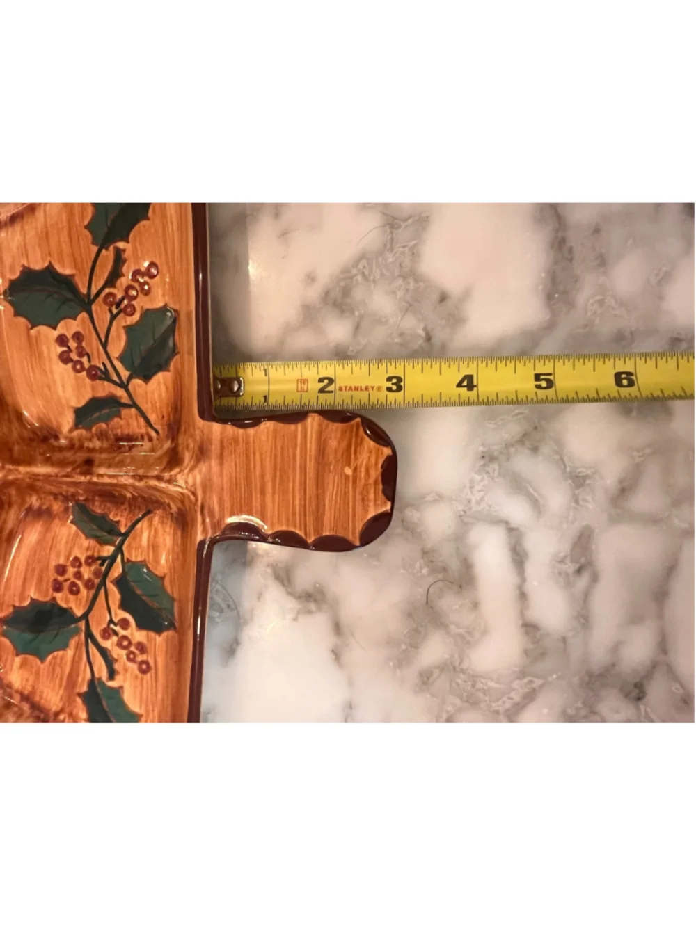Vintage Pennsbury Pottery Christmas Tree Divided Relish Tray Holly Serving Dish